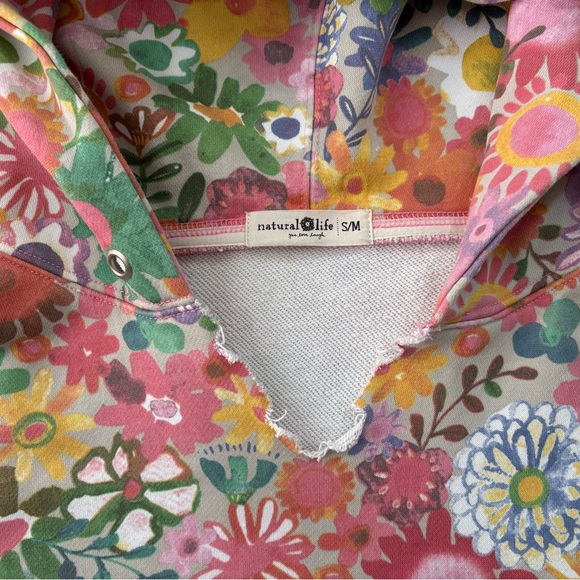 Natural Life Oversized Floral Pink Cottagecore Sweatshirt Hoodie Size S/M - Picture 3 of 8